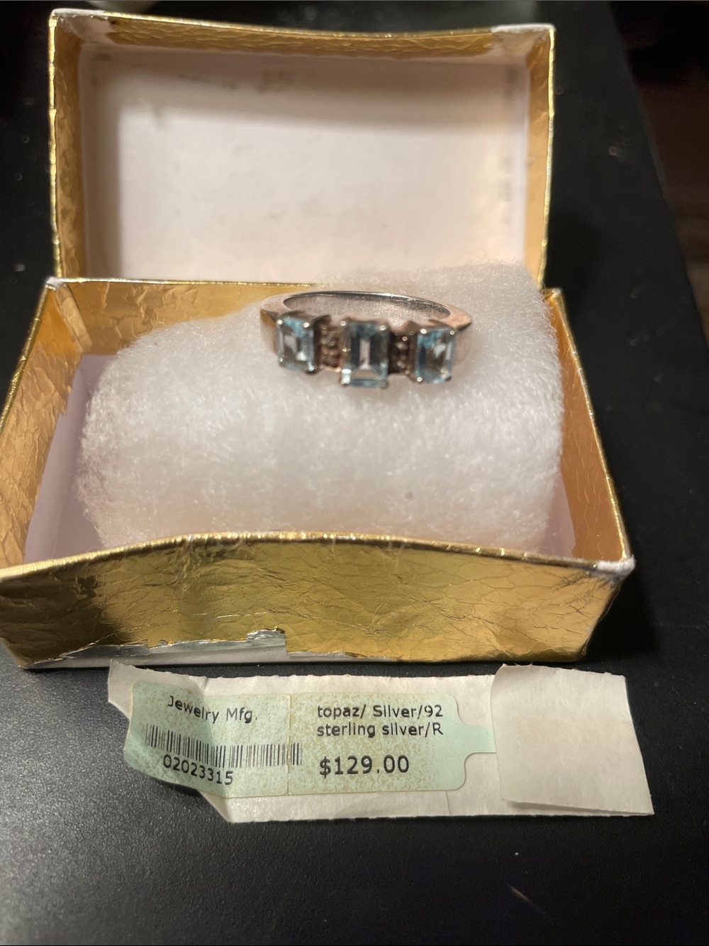 Sterling Silver Topaz Three-Stone Ring - Light Blue
